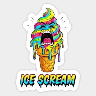 Ice Scream Funny Comic-Style Summer Gift Sticker